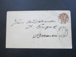 AD Preussen GA Umschlag 2 Stempel K2 Coblenz Nach Bremen Mit AK Stempel K2 Bremen - Postal  Stationery