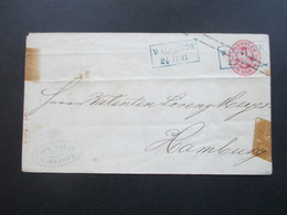 AD 1867 Preussen GA Umschlag 2 Blaue Stempel K2 Walsrode 24 Juni Nach Hamburg Mit AK Stempel Hamburg - Enteros Postales
