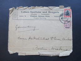 GB Kolonie 1927 Südwest Afrika Luisen Apotheke Und Drogerie Windhuk Franz Herzog. Vignette Straßburg Grenzlandstiftung - Covers & Documents