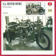 SA Motor Sport 500 Side Motor. Moto De Tourisme. Suisse. 1925. Quand La Suisse Perd Son Bon Sens. - Deportes