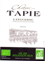 Etiket Etiquette - Vin - Wijn - Languedoc - Chateau Tapie 2016 - Languedoc-Roussillon