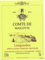 Etiket Etiquette - Vin - Wijn - Languedoc - Comte De Mascotte 2014 - Languedoc-Roussillon