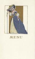 Menu Ancien Art Nouveau Déco Femme Girl Women 9 X 22 Non Utilisé - Menu