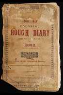 1892 FASCINATING - NATAL HARBOUR MASTER'S LOG.  A Letts "Colonial Rough Diary For 1892" (distressed Condition But Genera - Other & Unclassified
