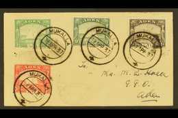 1937 REGISTERED COVER TO ADEN Franked "Dhows" ½a, 9p, 1a And 2a Tied By Mukalla 22 Apr 37 Cdss With On Reverse A Blue Re - Aden (1854-1963)