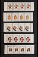 1987 Celebrities Set, SG 1120/27, In Se-tenant Strips Of 4 Plus Selvedge To Two Sides, Never Hinged Mint (7 Strips = 28  - Altri & Non Classificati