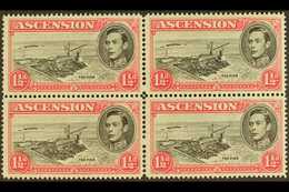 1949 1½d Black And Rose-carmine, Block Of Four With One Showing "Davit" Flaw, SG 40da, Fine Never Hinged Mint. For More  - Ascension