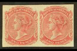 SOUTH AUSTRALIA 1876 2d IMPERF PLATE PROOF PAIR Printed In Rose On Watermarked Paper, Unused & Without Gum & Vertical Cr - Autres & Non Classés