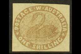 WESTERN AUSTRALIA 1855 1s Grey-brown Imperf, SG 4b, Superb Unused With 4 Good Neat Margins & Fabulous Fresh Appearance.  - Andere & Zonder Classificatie