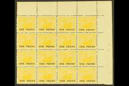 WESTERN AUSTRALIA 1912 1d On 2d Yellow Perf 12½x12, SG 172, Never Hinged Mint BLOCK OF SIXTEEN From The Top Right Corner - Altri & Non Classificati