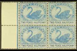 WESTERN AUSTRALIA 1885-93 2½d Blue, Wmk Crown CA, SG 97a, Never Hinged Mint BLOCK OF FOUR With Sheet Margin At Left. Ver - Other & Unclassified
