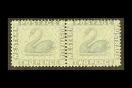 WESTERN AUSTRALIA 1888 2d Grey, Wmk Crown CA Sideways, Horizontal Pair, SG 104, Very Fine Mint. For More Images, Please  - Autres & Non Classés