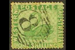 WESTERN AUSTRALIA 1861 1s Yellow- Green Intermediate Perf, SG 37, Used, Cat £250. For More Images, Please Visit Http://w - Other & Unclassified