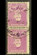 1937-49 2d Bright Purple Perf 15x14 Vertical COIL PAIR With WATERMARK INVERTED Variety, As 185a Var (185w), Cds Used, Ce - Sonstige & Ohne Zuordnung
