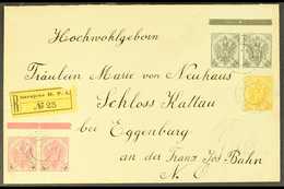 BOSNIA AND HERZEGOVINA TRIAL PERFORATIONS (VORZUGSSTUCKE) ON COVER 1906 (11 June) Registered Cover To Lower Austria, Bea - Autres & Non Classés