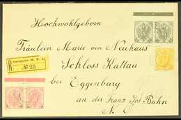 BOSNIA AND HERZEGOVINA TRIAL PERFORATIONS (VORZUGSSTUCKE) ON COVER 1906 (11 June) Registered Cover To Lower Austria, Bea - Altri & Non Classificati