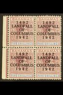 1942 5s Purple & Blue "Landfall Of Columbus" Overprint Ordinary Paper, SG 174a, Very Fine Never Hinged Mint Marginal BLO - Autres & Non Classés