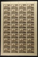 1955-60 CASTLES COMPLETE SHEET. 2r On 2s6d Black-brown Castles De La Rue Printing Overprint Type III, SG 94b, Fine Never - Bahreïn (...-1965)