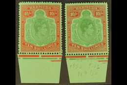 1951-53 10s. Perf 13, The Two Shades, SG 119e/f, Never Hinged Lower Marginal Examples. For More Images, Please Visit Htt - Bermudes