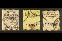 1890 (May) ½a On 1d (pulled Perf At Right), 1a On 2d And 4a On 5d (each Faded Colours), SG 1/3, With Mombasa Cds's, Cat  - Africa Orientale Britannica