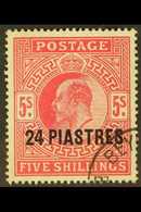 1913 24pi On 5s Carmine, Somerset House Printing, SG 34, Fine Part Beyrout Cds. For More Images, Please Visit Http://www - Levant Britannique