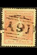 1867-70 6d Pale Rose On White Paper, SG 10 (position 19), Good Colour And Neat Upright A91 Cancel, Couple Of Shorter Per - Britse Maagdeneilanden