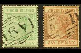 1879-80 1d Emerald-green And 2½d Red-brown, SG 24/25, Each With Neat A91 Cancel. (2 Stamps) For More Images, Please Visi - Iles Vièrges Britanniques