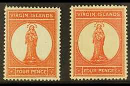 1887-89 4d Brown-red, SG 37, Positions 10 And 13, Fine Mint. (2 Stamps) For More Images, Please Visit Http://www.sandafa - Britse Maagdeneilanden