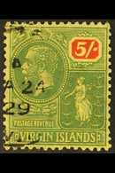 1922-28 5s Green And Red On Pale Yellow, SG 85, Fine Used With 1929 Cds. For More Images, Please Visit Http://www.sandaf - Britse Maagdeneilanden