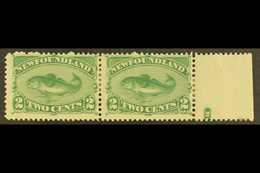 1896 2c Green Cod Fish Re-issue, SG 64, Very Fine Marginal Mint Pair (one With Tiny Hinge Thin Spot). For More Images, P - Other & Unclassified