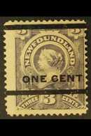 1897 1c On 3c Grey-purple Surcharge Type C (Unitrade 77, SG 82), Mint Part Gum, Centred To Right, Very Fresh, Expertized - Andere & Zonder Classificatie