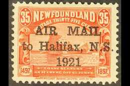 1921 35c Red Air "Air Mail To Halifax" Overprint Without Stop, SG 148a, Very Fine Mint, Nice Centring, Very Fresh. For M - Andere & Zonder Classificatie