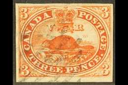 1852 3d Deep Red On Wove Paper, SG 6, Superb Used With Ample Margins All Round And Neat Barred Cancel. For More Images,  - Other & Unclassified