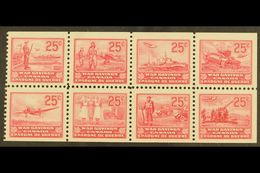 WAR TAX SAVINGS 1940-41 25c Carmine Se-tenant PANE Of 8 (no Tab), Fine Mint (most Stamps Are Never Hinged), Fresh. (8 St - Andere & Zonder Classificatie