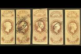 REVENUE STAMPS FOREIGN BILL 1862 Tall QV Imperf 2d, 6d, 1s, 2s And 4s Used, All With Four Margins And Scarce Thus. (5 St - Ceylan (...-1947)