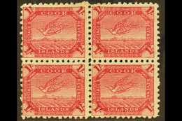 1893-1900 1s Deep Carmine Tern, SG 20a, Fine Mint Block Of Four.  For More Images, Please Visit Http://www.sandafayre.co - Cookeilanden