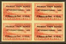 1935 AIR Miami-Havana "Air Train" 10c+10c Scarlet Imperf (Sc C17, SG 400A), BLOCK OF FOUR Never Hinged Mint. For More Im - Altri & Non Classificati