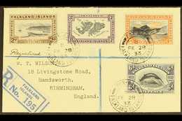 1933 (28 Feb) Registered "Wilson" Cover To England Bearing 1933 Centenary 2d, 3d, 4d, And 6d, SG 130/133, These Tied By  - Falklandeilanden