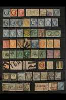 USED RANGES WITH POSTMARKS INTEREST INCLUDING UNUSUAL CANCELS. 1849-1930's Interesting Range Of Used Stamps On Stock Pag - Andere & Zonder Classificatie