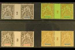 MARTINIQUE 1892 "Tablet" 10c, 20c, 25c And 30c (Yvert 35 & 37/39) In MILLESIMES PAIRS, Very Fine Mint (the 10c And 20c N - Sonstige & Ohne Zuordnung
