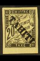 TAHITI POSTAGE DUES 1893 20c Black, Diagonal Overprint, Yvert 8, Couple Gum Bends Otherwise Very Fine Mint. Signed Calve - Autres & Non Classés