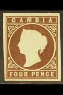 1874 4d Brown, SG5, Showing Sheet Marginal Letter "C" Watermark , Fine Mint With Four Good Margins. For More Images, Ple - Gambia (...-1964)