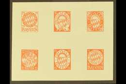 BAVARIA 1919 FRANZ ADLER ESSAYS Complete Composite Imperf Sheetlet Of 6 Different Designs (narrow 16-17mm Spacing) Print - Other & Unclassified