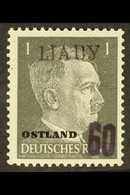 LJADY, OCCUPIED LENINGRAD 1941 60 (Kop) On 1pf Grey- Black Hitler Ostland Stamp With Violet Overprint, Michel 2b, Never  - Sonstige & Ohne Zuordnung