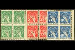 1949 Berlin Relief Fund Complete Set (Michel 68/70, SG B68/70), Never Hinged Mint Matching Marginal BLOCKS Of 4, Very Fr - Other & Unclassified