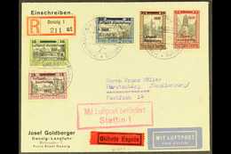 1932 Air Mail Exhibition Complete Set, Michel 231/235, On Registered Air Express Cover To Mecklenburg, These Tied By Spe - Autres & Non Classés