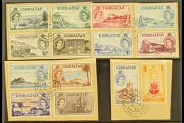 1953-59 Pictorials Complete Set, SG 145/58, Superb Cds Used On Pieces, Very Fresh. (14 Stamps) For More Images, Please V - Gibilterra