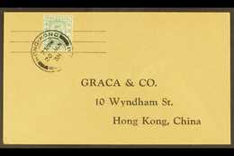 POSTAL FISCAL COVER. 1938 (20 Jan) Cover Addressed Locally, Bearing POSTAL FISCAL 1938 5c Green (SG F12) Tied By "Hong K - Andere & Zonder Classificatie