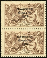 1922-23 2s6d Pale Brown Seahorse, Vertical Pair, One With NO ACCENT Variety, SG 64b + 64, Very Fine Mint, Normal Stamp N - Sonstige & Ohne Zuordnung