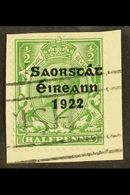 1922-23 SAORSTAT ½d Green, Showing Guide Block At Left, Used On A Piece. For More Images, Please Visit Http://www.sandaf - Autres & Non Classés